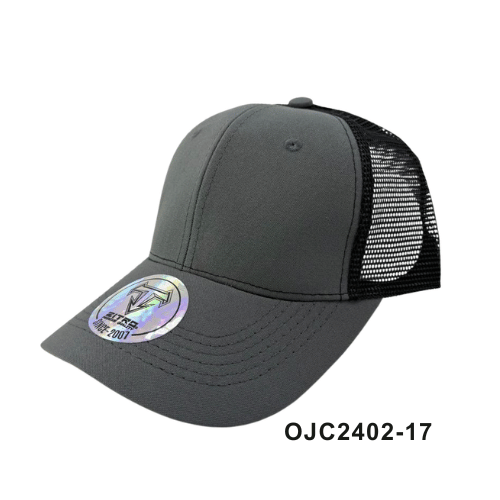 Gorra drill malla 6 paneles Gris Negro Ref.OJC2402-17
