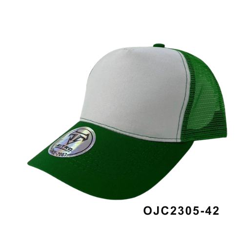 Gorra en drill malla combinada 5 paneles Verde 2 Ref.OJC2305-42