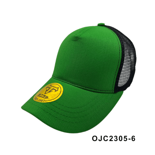 Gorra en drill malla combinada 5 paneles Verde Negro Ref.OJC2305-6