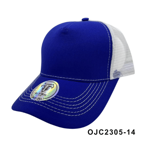 Gorra en drill malla combinada 5 paneles Azul Ref.OJC2305-14