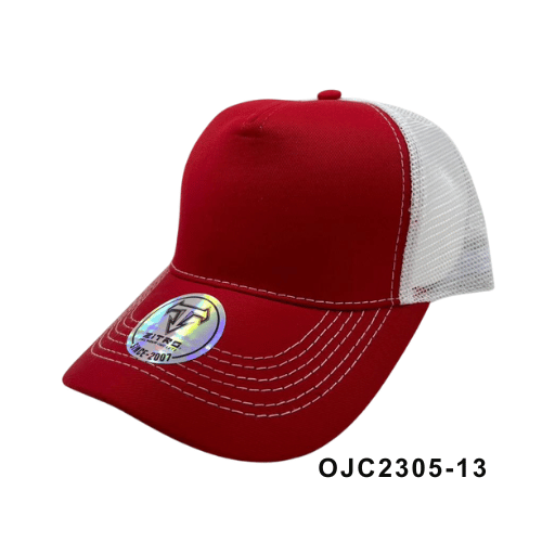 Gorra en drill malla combinada 5 paneles Rojo Ref.OJC2305-13