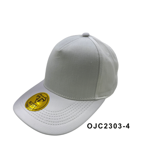 Gorra drill visera cuerina 5 paneles Blanco Ref.OJC2303-4