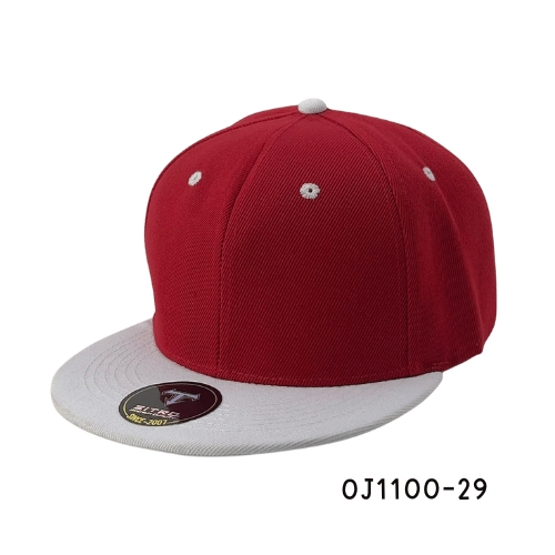 Gorra plana acrílica snapback Vinotinto-Gris Ref.OJ1100-29