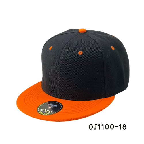 Gorra plana acrílica snapback Negro-Naranja Ref.OJ1100-18