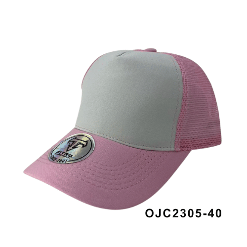 Gorra en drill malla combinada 5 paneles Rosado Blanco Ref.OJC2305-40