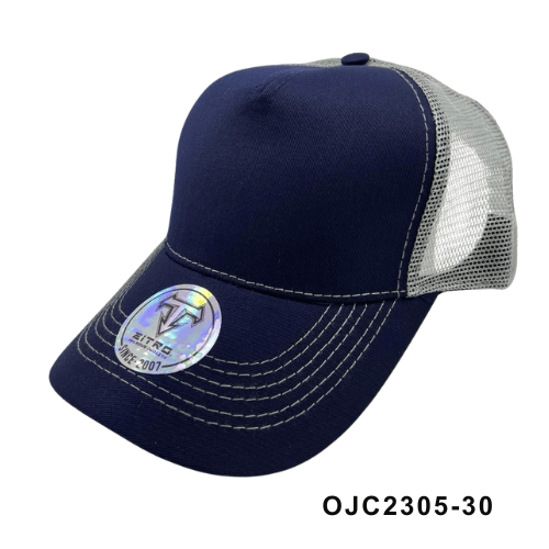 Gorra en drill malla combinada 5 paneles Azul Marino Ref.OJC2305-30