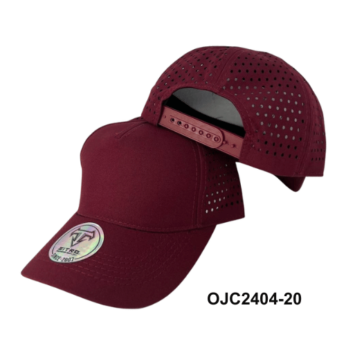 Gorra drill microperforada 5 paneles Vinotinto Ref.OJC2404-20