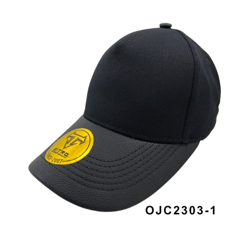Gorra drill visera cuerina 5 paneles Negro Ref.OJC2303-1