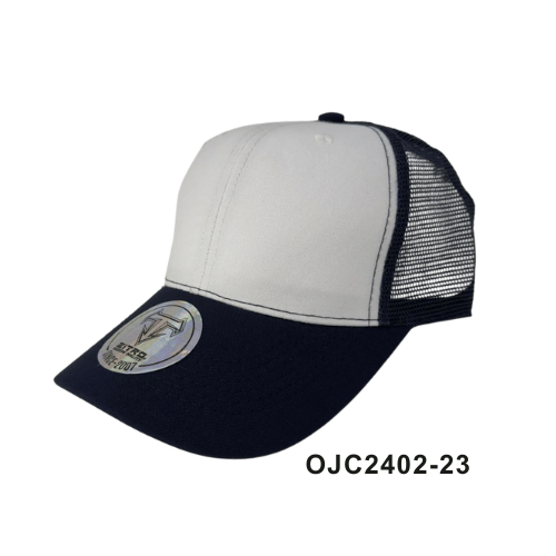 Gorra drill malla 6 paneles Blanco Negro Ref.OJC2402-23