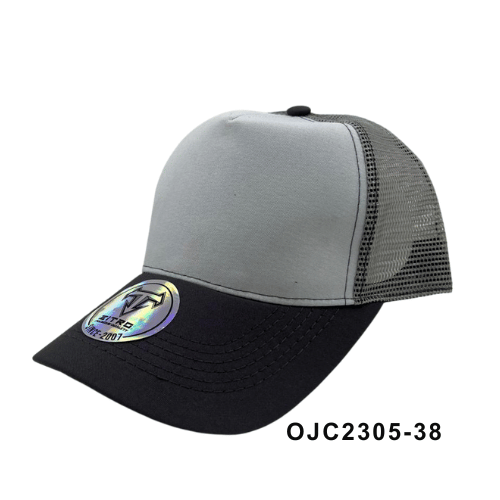 Gorra en drill malla combinada 5 paneles Marron Blanco Ref.OJC2305-38