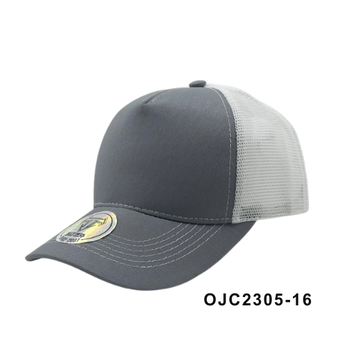 Gorra en drill malla combinada 5 paneles Gris Ref.OJC2305-16