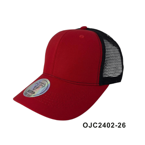 Gorra drill malla 6 paneles Rojo Negro Ref.OJC2402-26
