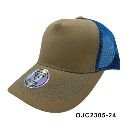 Gorra en drill malla combinada 5 paneles Marron Ref.OJC2305-24