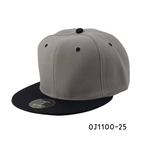 Gorra plana acrílica snapback Gris-Negro Ref.OJ1100-25