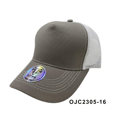Gorra en drill malla combinada 5 paneles Gris 2 Ref.OJC2305-16