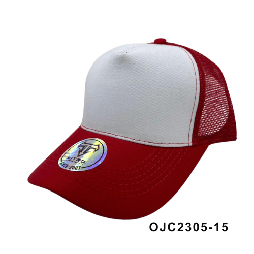 Gorra en drill malla combinada 5 paneles Rojo 1 Ref.OJC2305-15