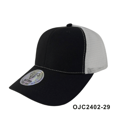 Gorra drill malla 6 paneles Negro Blanco 2 Ref.OJC2402-29