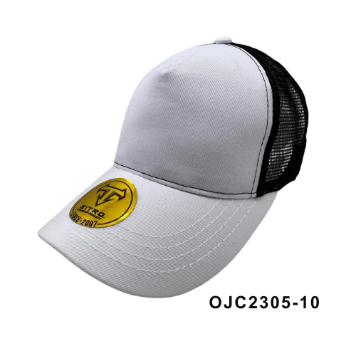 Gorra en drill malla combinada 5 paneles Blanco Ref.OJC2305-10