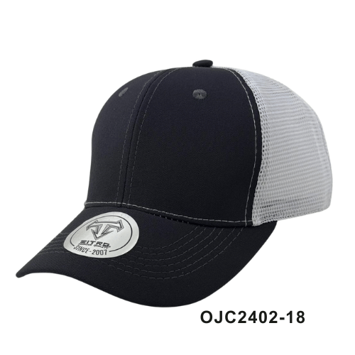 Gorra drill malla 6 paneles Negro Gris 2 Ref.OJC2402-18