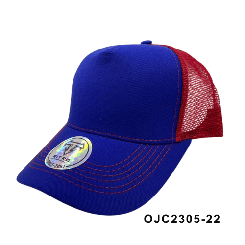 Gorra en drill malla combinada 5 paneles Azul Rojo Ref.OJC2305-22