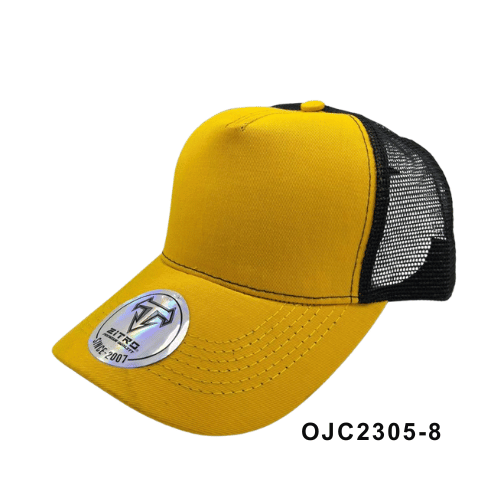 Gorra en drill malla combinada 5 paneles Amarillo Ref.OJC2305-8