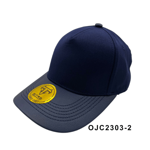 Gorra drill visera cuerina 5 paneles Azul Marino Ref.OJC2303-2