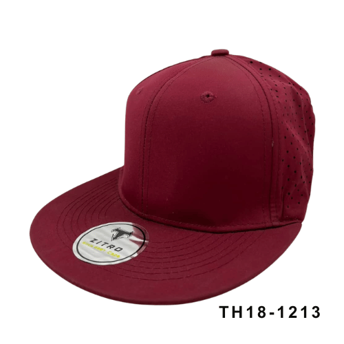 Gorra Microperforada Visera Plana Vinotinto Ref.TH18-1213