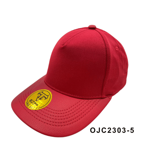 Gorra drill visera cuerina 5 paneles Rojo Ref.OJC2303-5