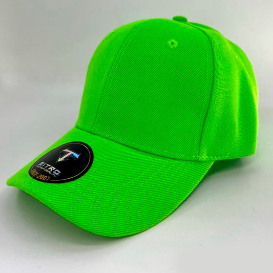 Gorra Acrílica cierre mágico y broche Verde Neon